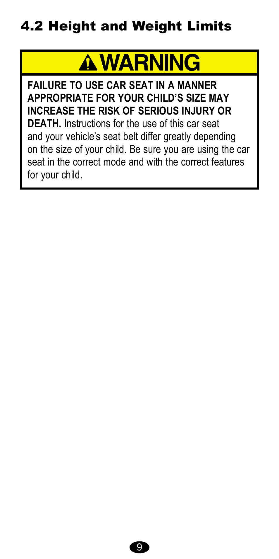 2 height and weight limits | Graco CarGo 8485 User Manual | Page 9 / 68