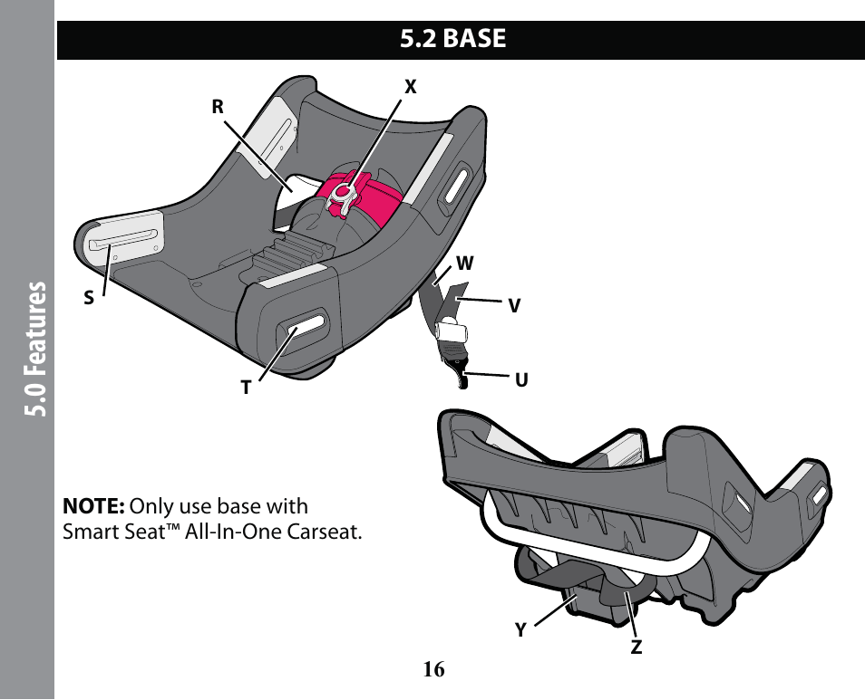 0 f ea tures, 2 base | Graco SMART SEAT PD163434A User Manual | Page 16 / 60