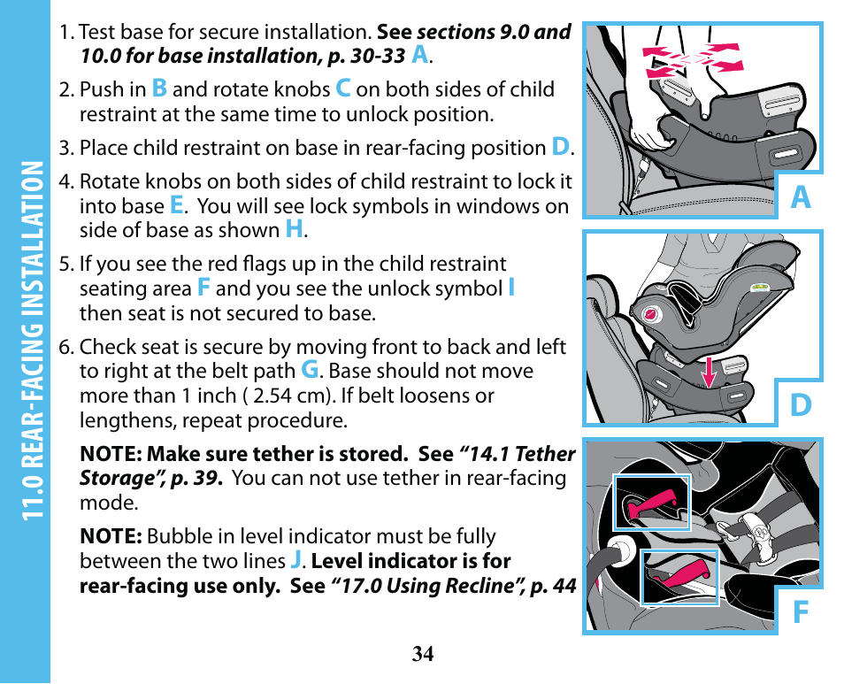 Fd a, 0 rear-f acing inst all ation | Graco SMART SEAT PD163434A User Manual | Page 34 / 60