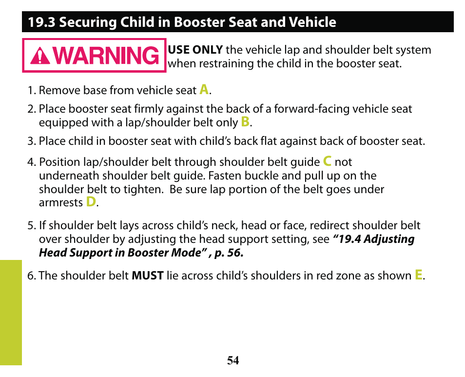 3 securing child in booster seat and vehicle | Graco SMART SEAT PD163434A User Manual | Page 54 / 60