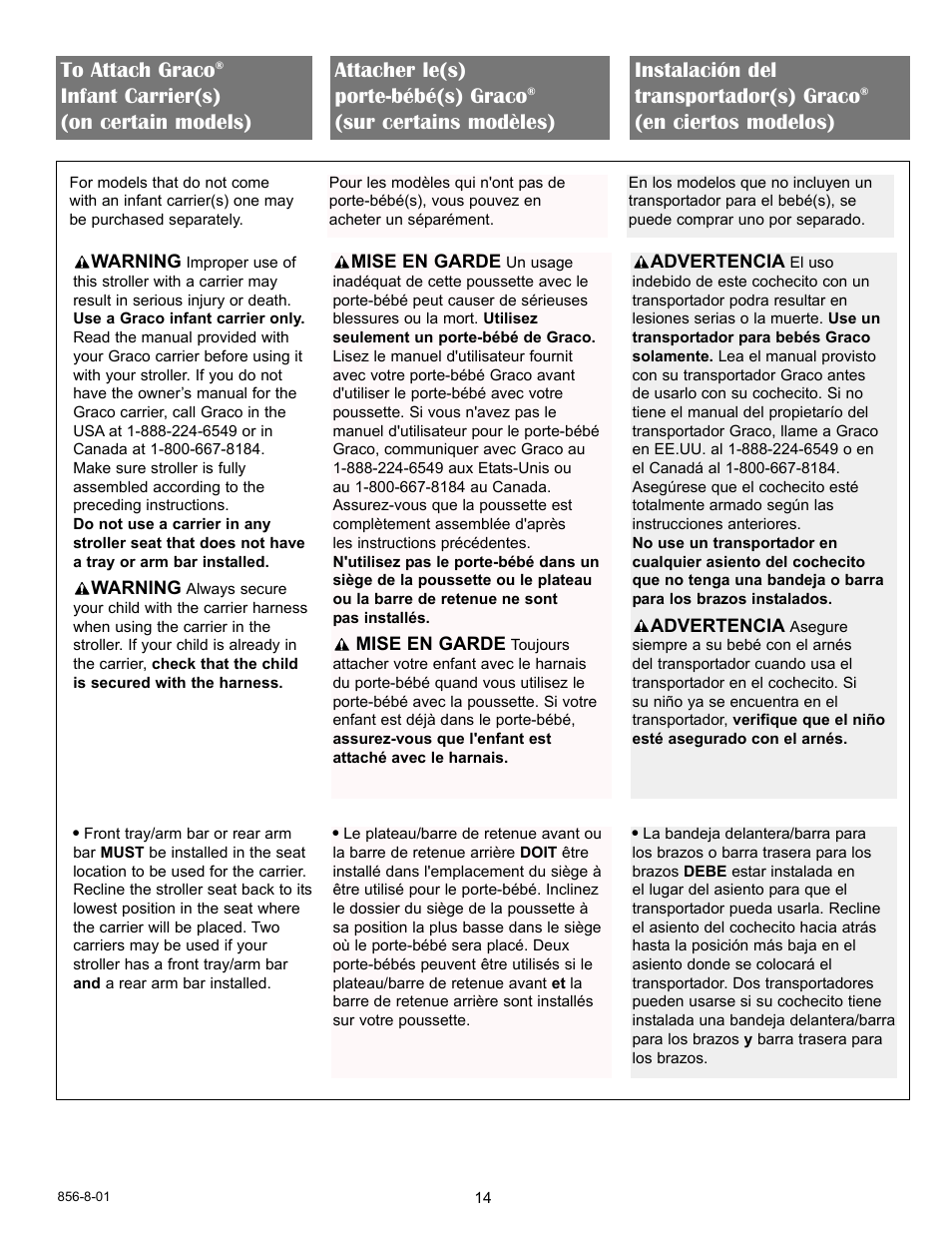 En ciertos modelos) | Graco 7932 User Manual | Page 13 / 20