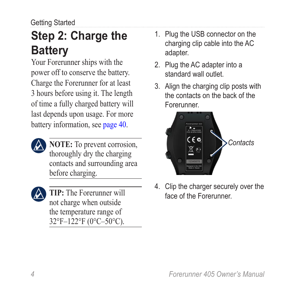 Step 2: charge the battery | Graco 405 User Manual | Page 10 / 56