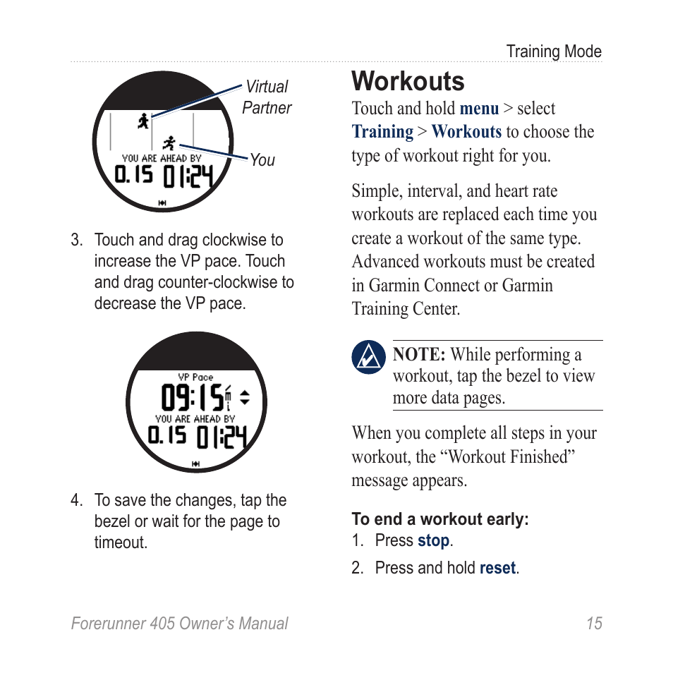Workouts | Graco 405 User Manual | Page 21 / 56