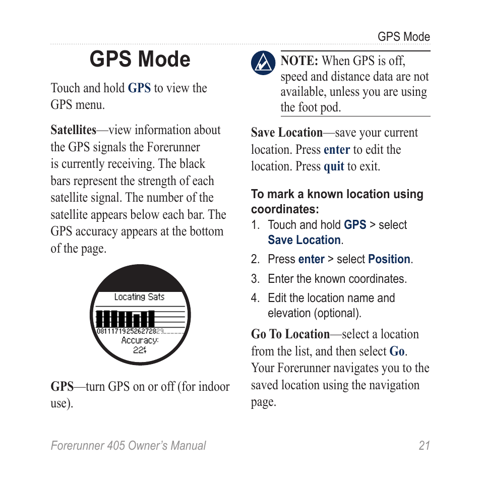 Gps mode | Graco 405 User Manual | Page 27 / 56