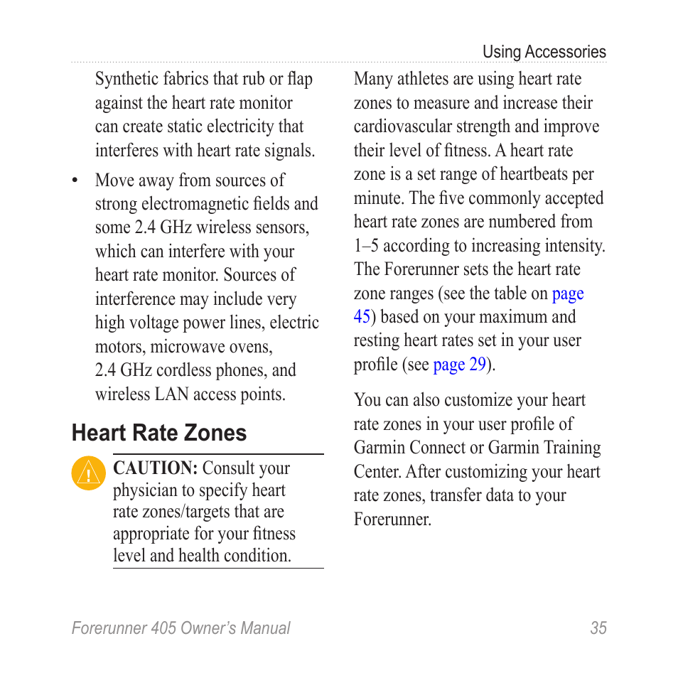 Heart rate zones | Graco 405 User Manual | Page 41 / 56