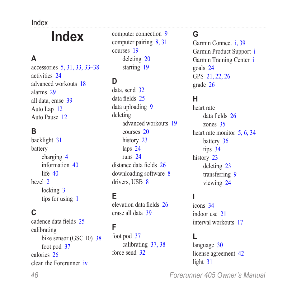 Index | Graco 405 User Manual | Page 52 / 56