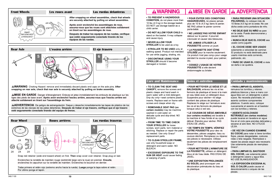 Warning advertencia mise en garde | Graco L6820 User Manual | Page 10 / 12