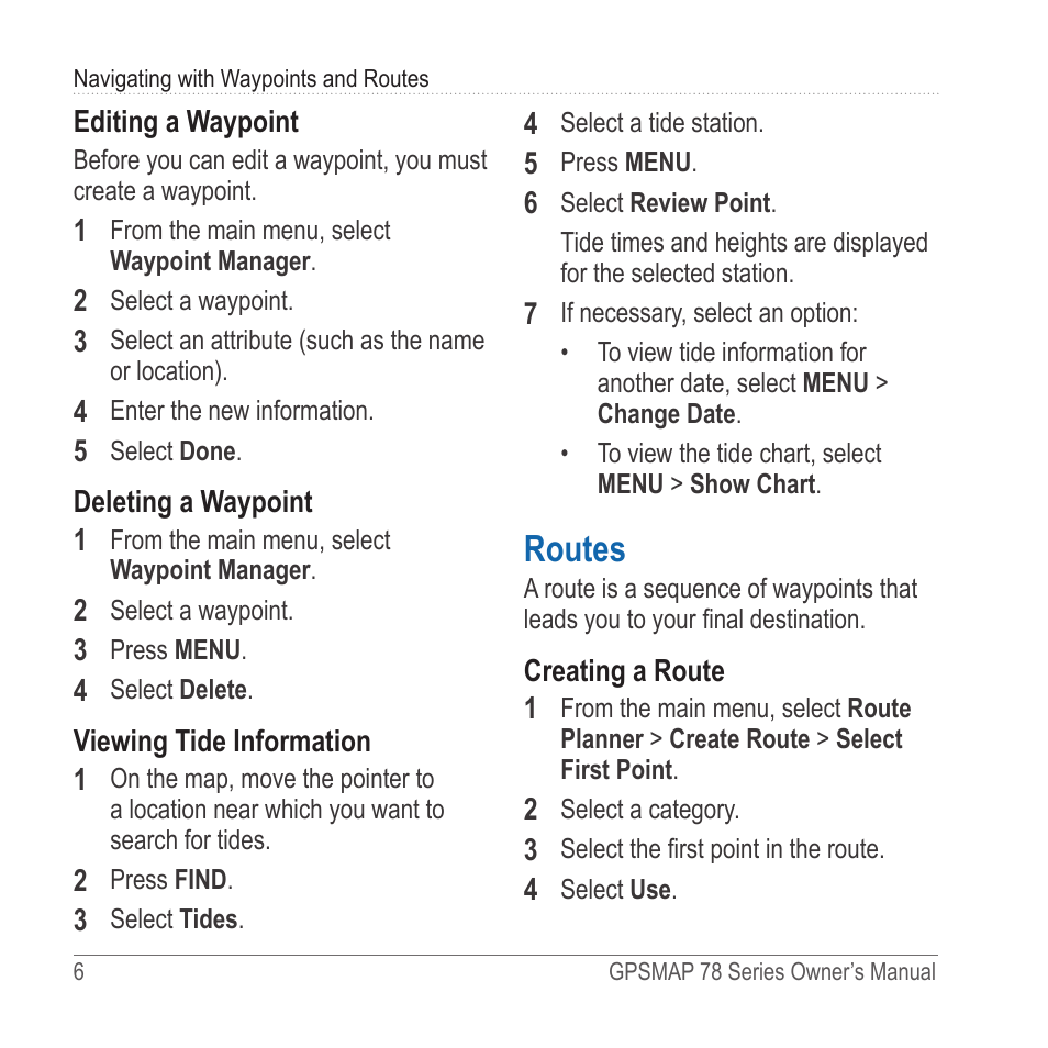 Routes | Garmin GPSMAP 78sc User Manual | Page 10 / 48