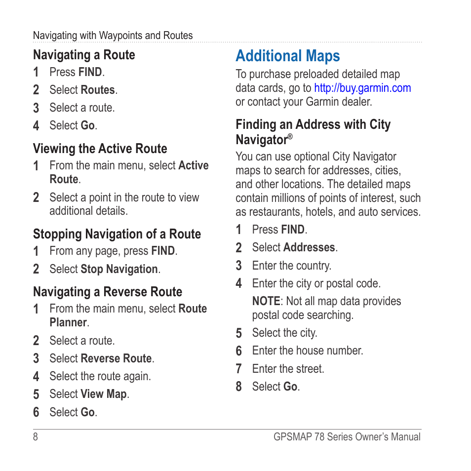 Additional maps | Garmin GPSMAP 78sc User Manual | Page 12 / 48