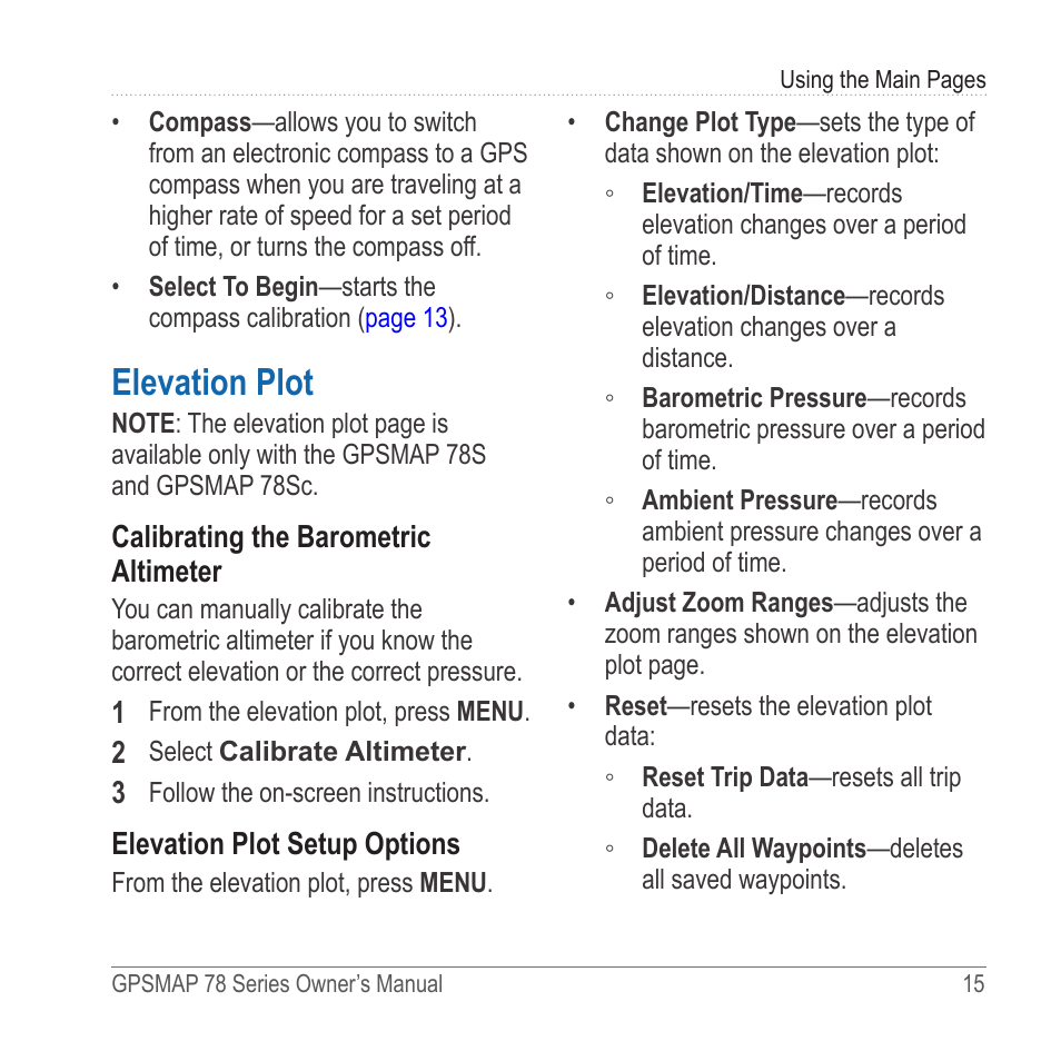 Elevation plot | Garmin GPSMAP 78sc User Manual | Page 19 / 48