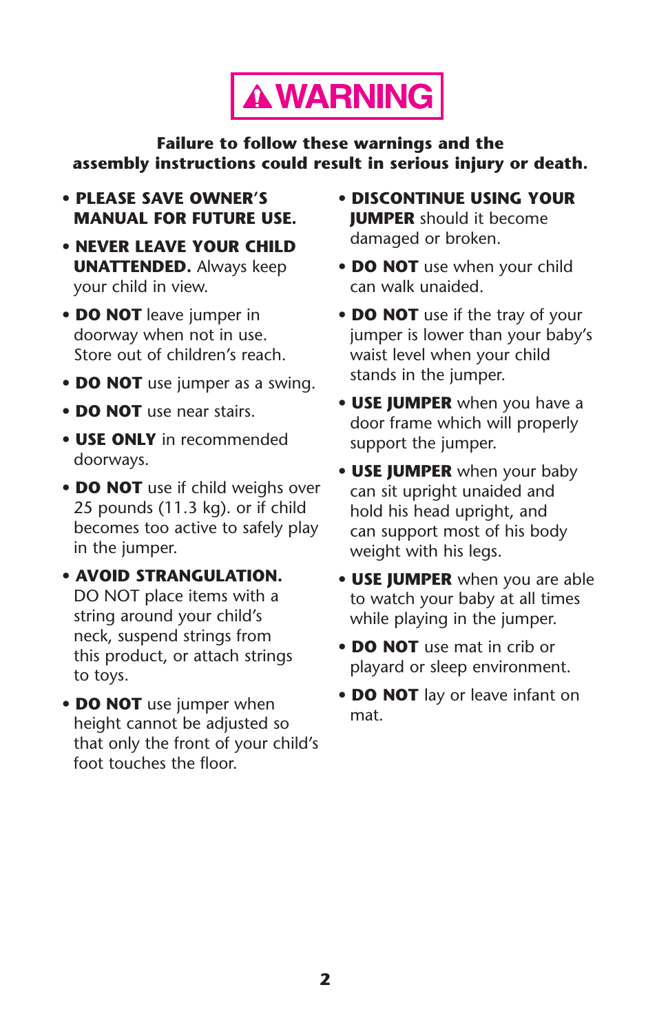 Graco Jump N Jive PD109418A User Manual | Page 2 / 24