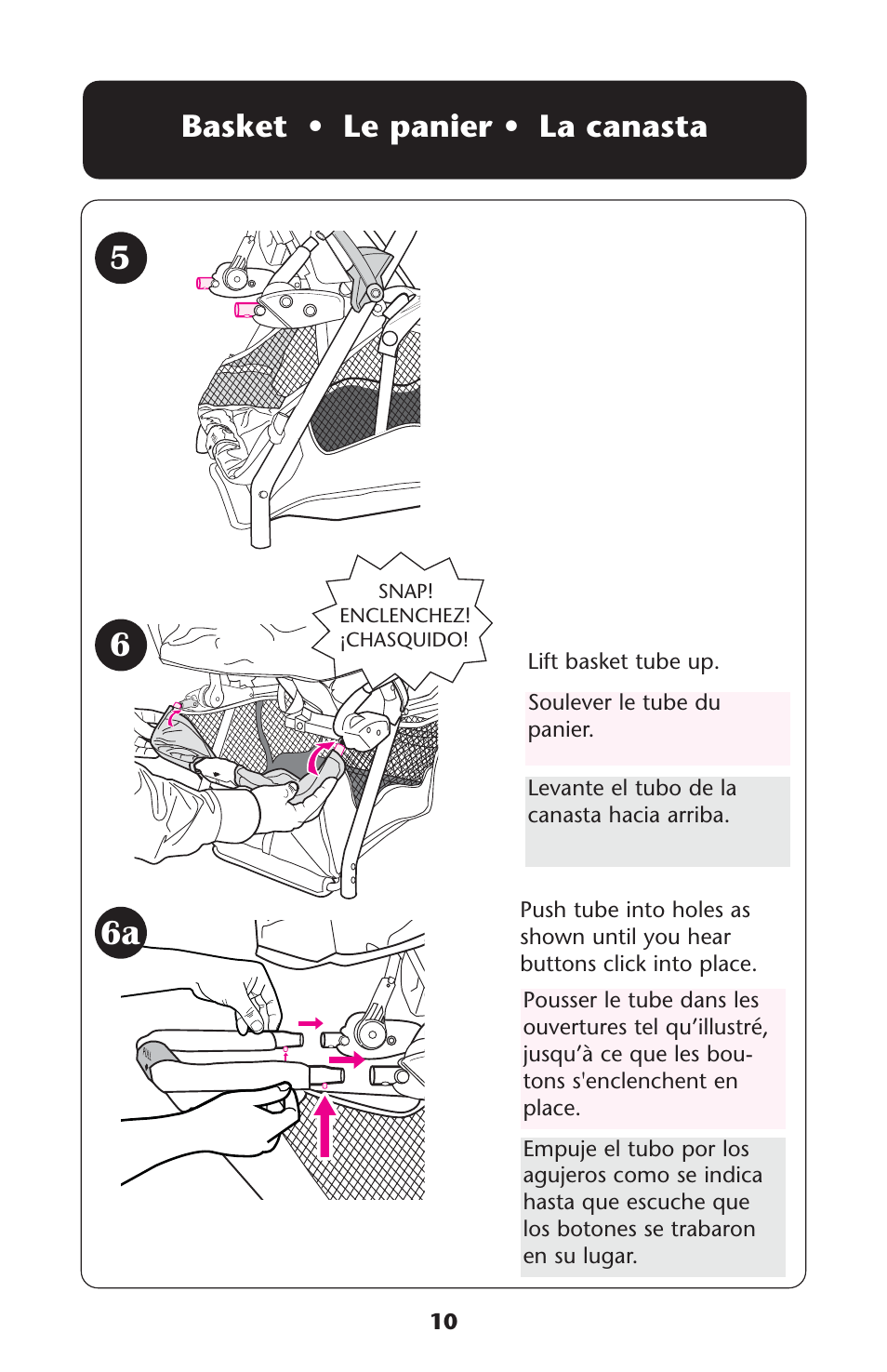 66a 5, Basket • le panier • la canasta | Graco 1776143 User Manual | Page 10 / 40