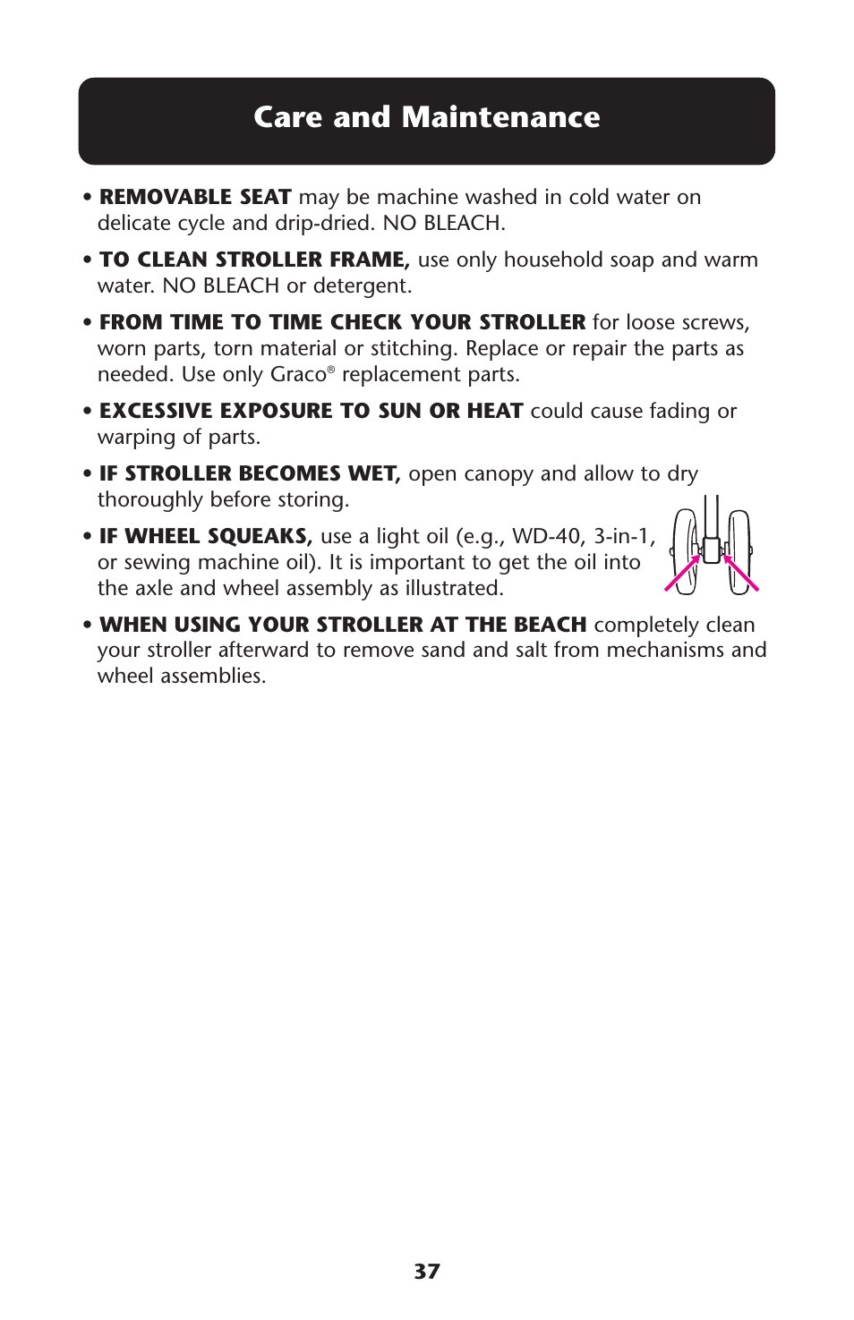 Care and maintenance | Graco 1776143 User Manual | Page 37 / 40