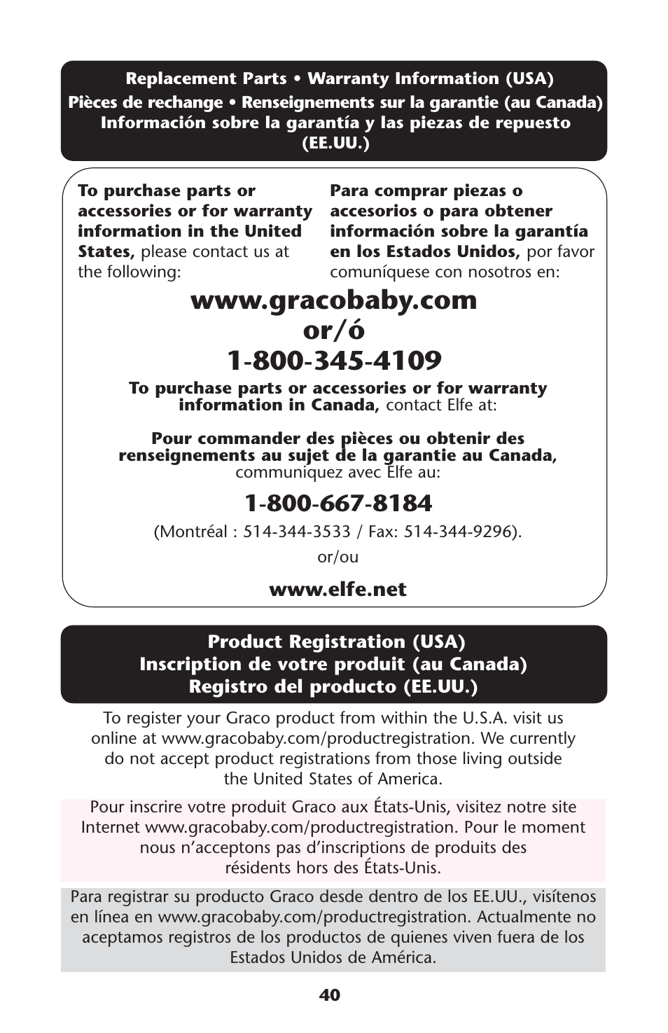 Graco 1776143 User Manual | Page 40 / 40