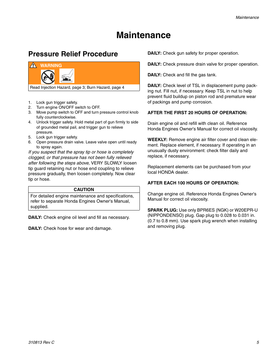 Maintenance, Pressure relief procedure | Graco 3400 User Manual | Page 5 / 26