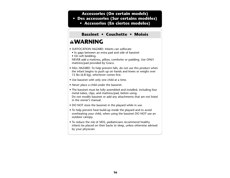 Warning | Graco ISPP045AB User Manual | Page 16 / 44