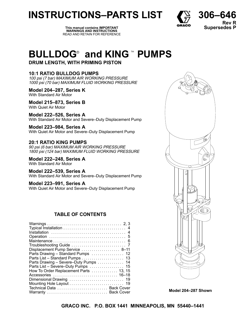 Graco BULLDOG 222248 User Manual | 20 pages