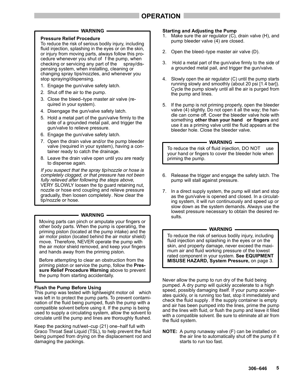 Operation | Graco BULLDOG 222248 User Manual | Page 5 / 20