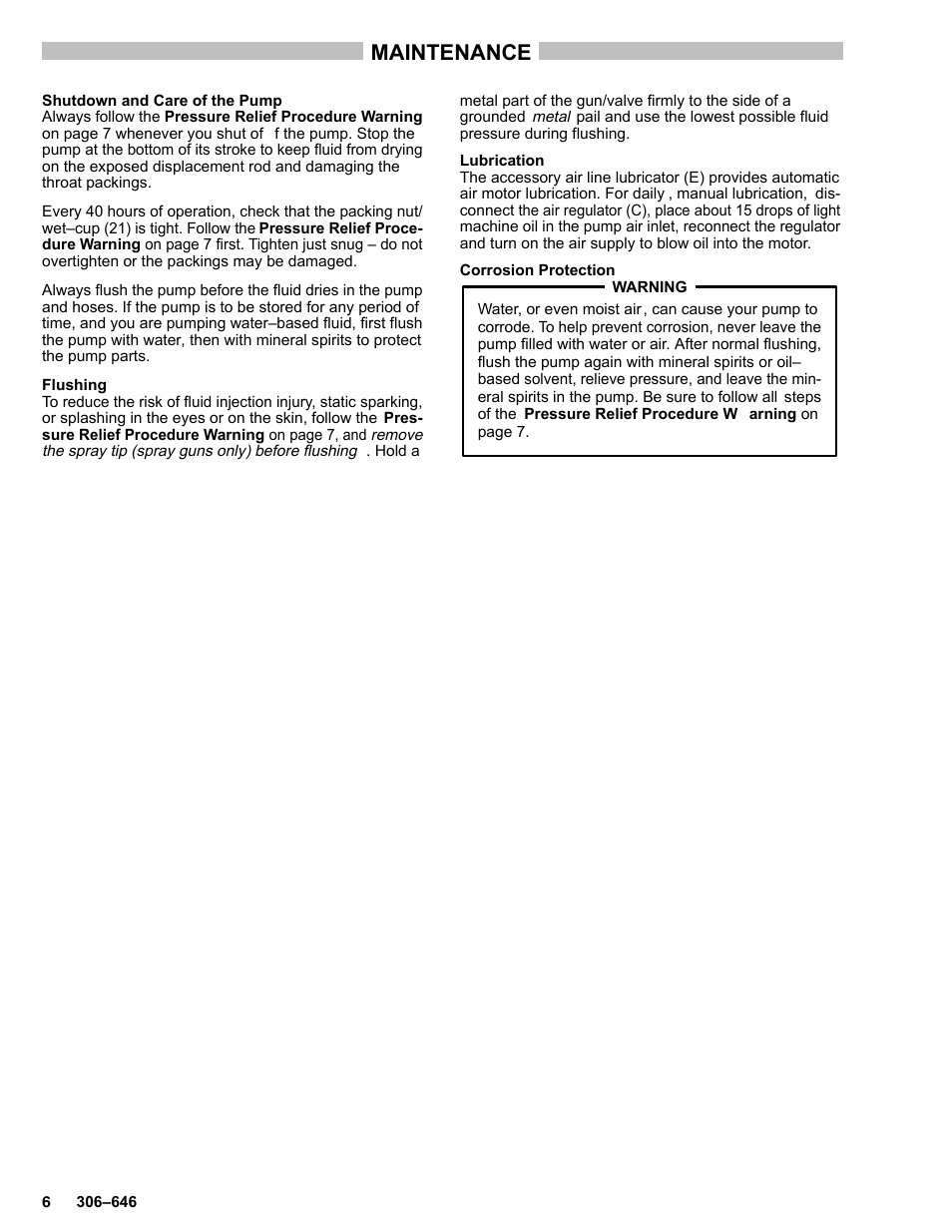 Maintenance | Graco BULLDOG 222248 User Manual | Page 6 / 20