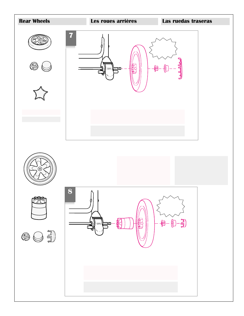 Rear wheels les roues arrières las ruedas traseras, Or • ou • o | Graco Model Type 7431 User Manual | Page 8 / 100