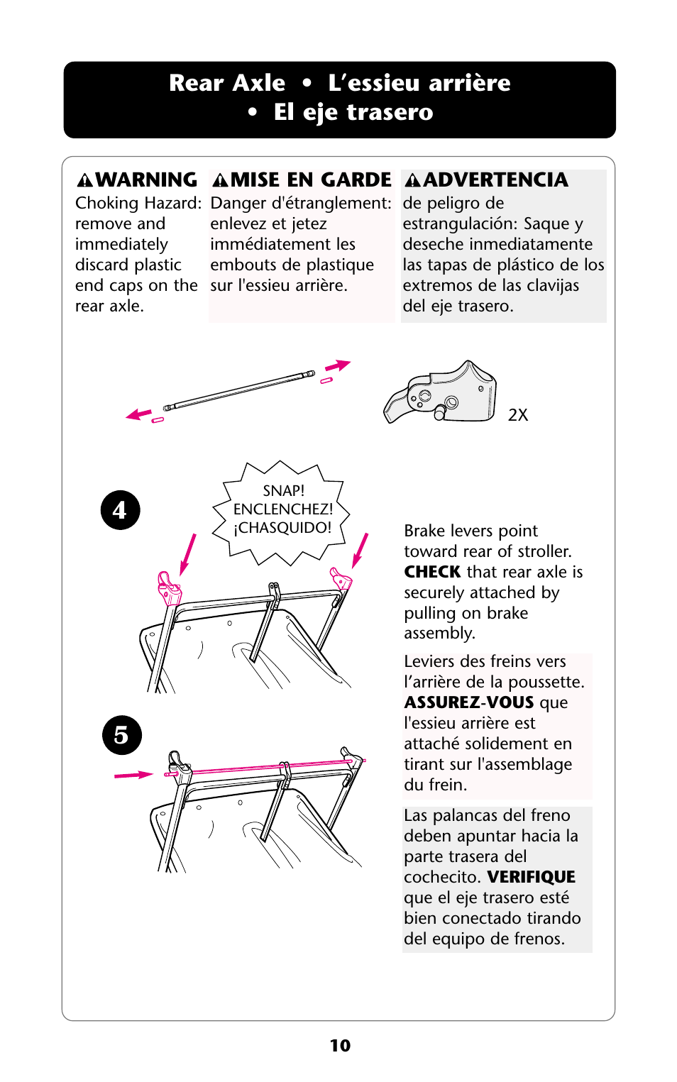 Rear axle • l’essieu arrière • el eje trasero | Graco ISPA114AB User Manual | Page 10 / 24