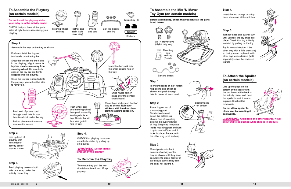 Toy gym (on certain models) | Graco 4440 Series User Manual | Page 5 / 7