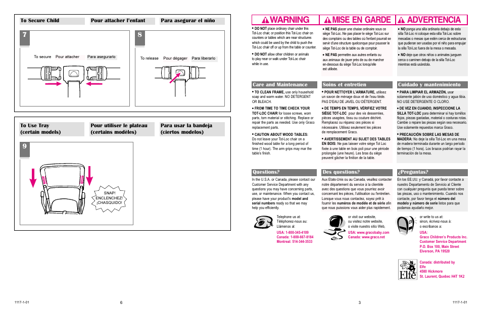 Warning advertencia mise en garde | Graco 3000 User Manual | Page 3 / 8