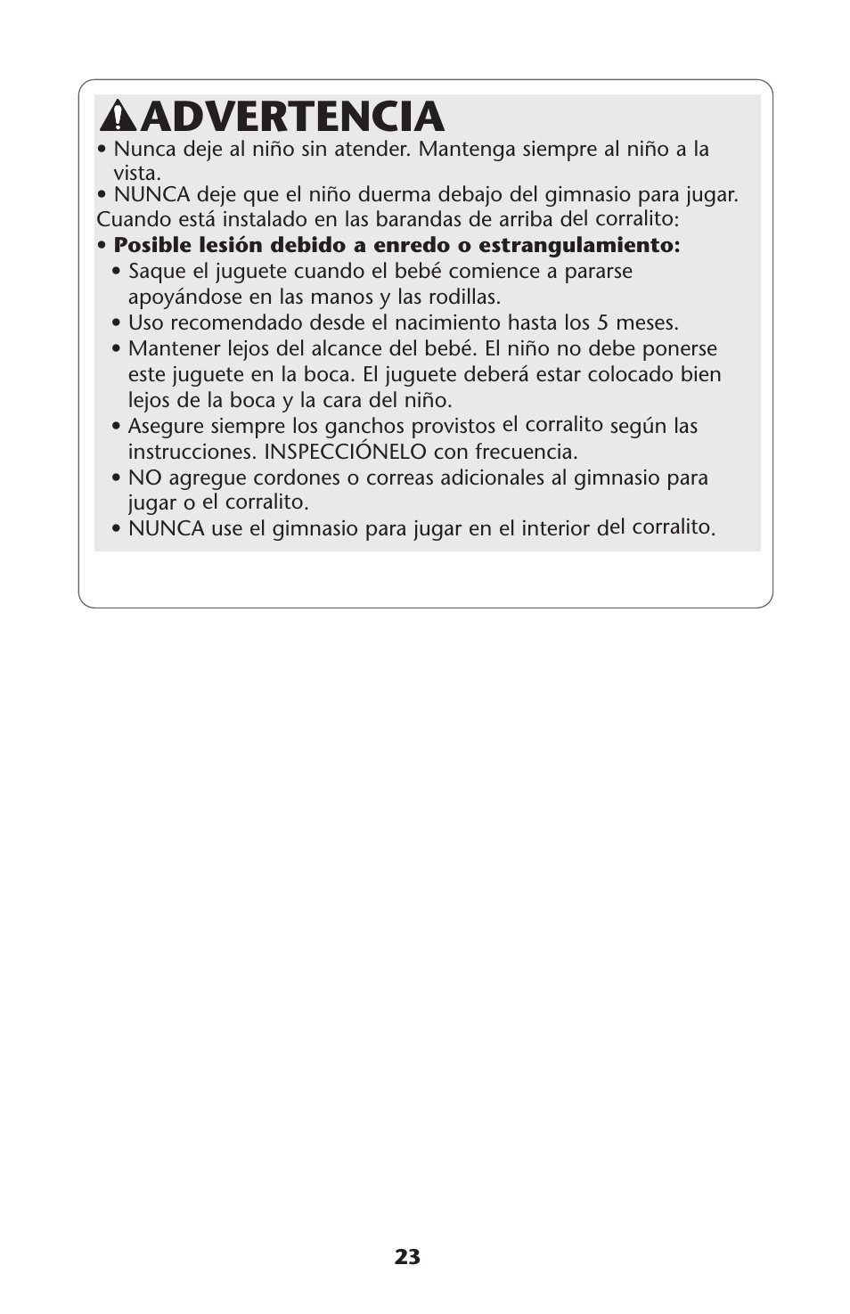 Advertencia | Graco Graco User Manual | Page 23 / 36