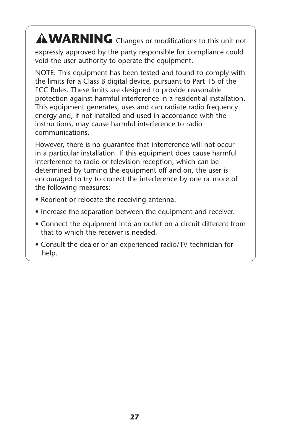 Warning | Graco Graco User Manual | Page 27 / 36