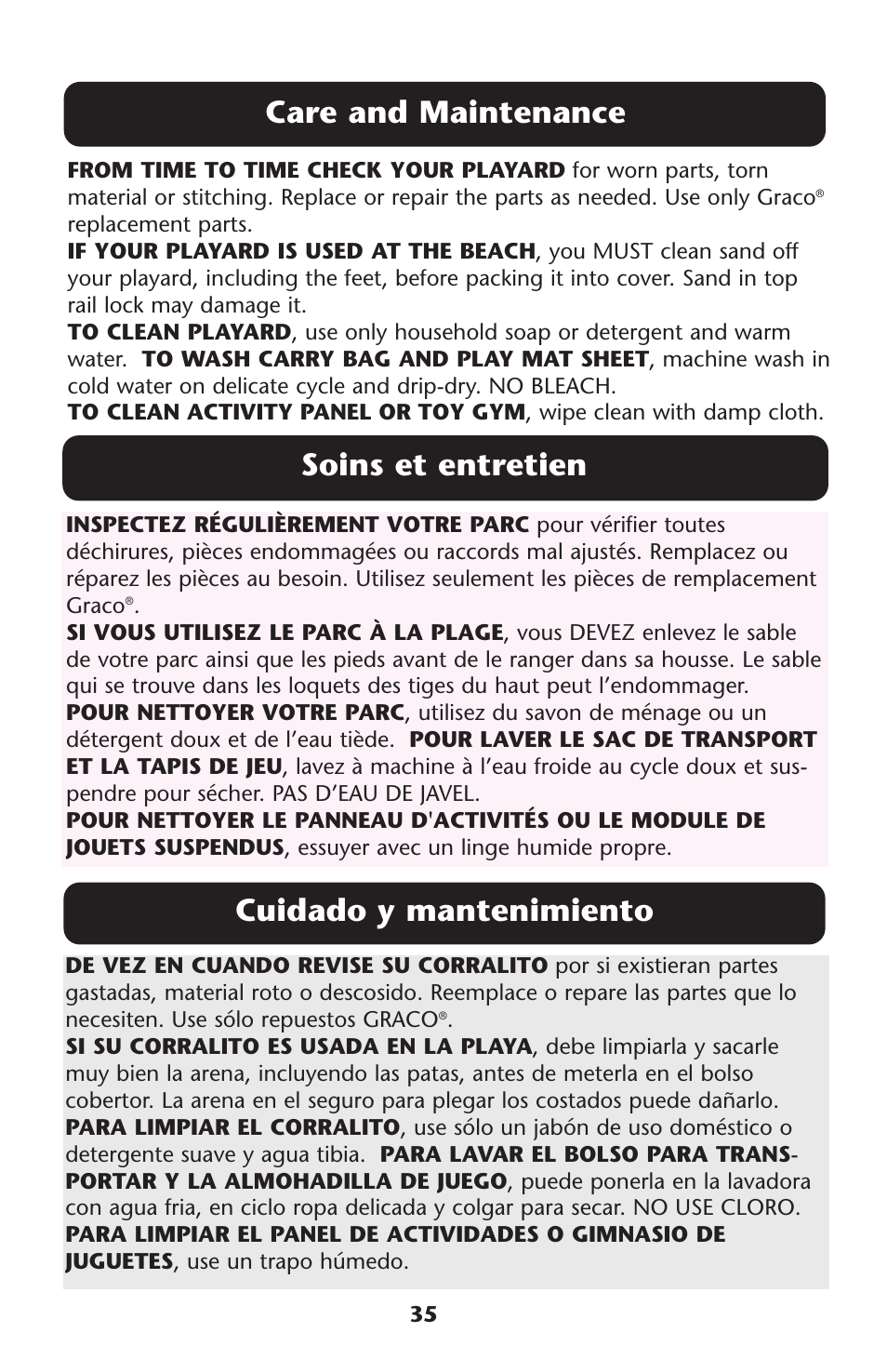 Graco Graco User Manual | Page 35 / 36