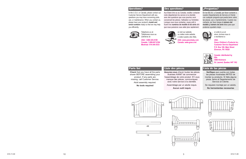 Parts list liste des pièces lista de las piezas, Questions? des questions? ¿preguntas | Graco 8840 User Manual | Page 10 / 12