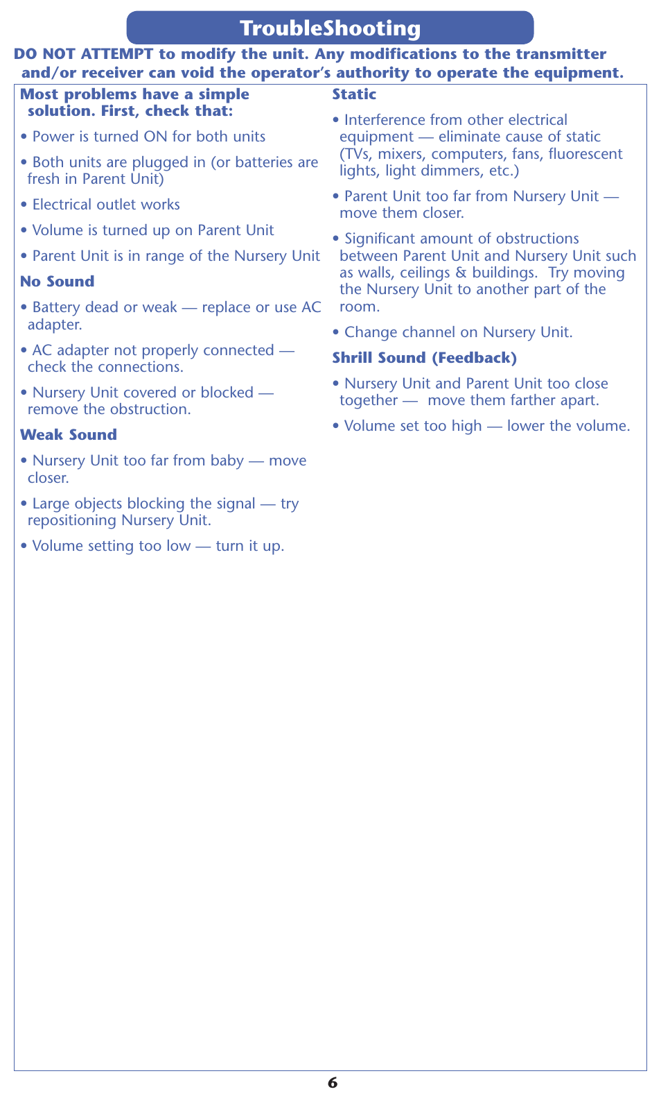 Troubleshooting | Graco 2L02VIB User Manual | Page 6 / 12