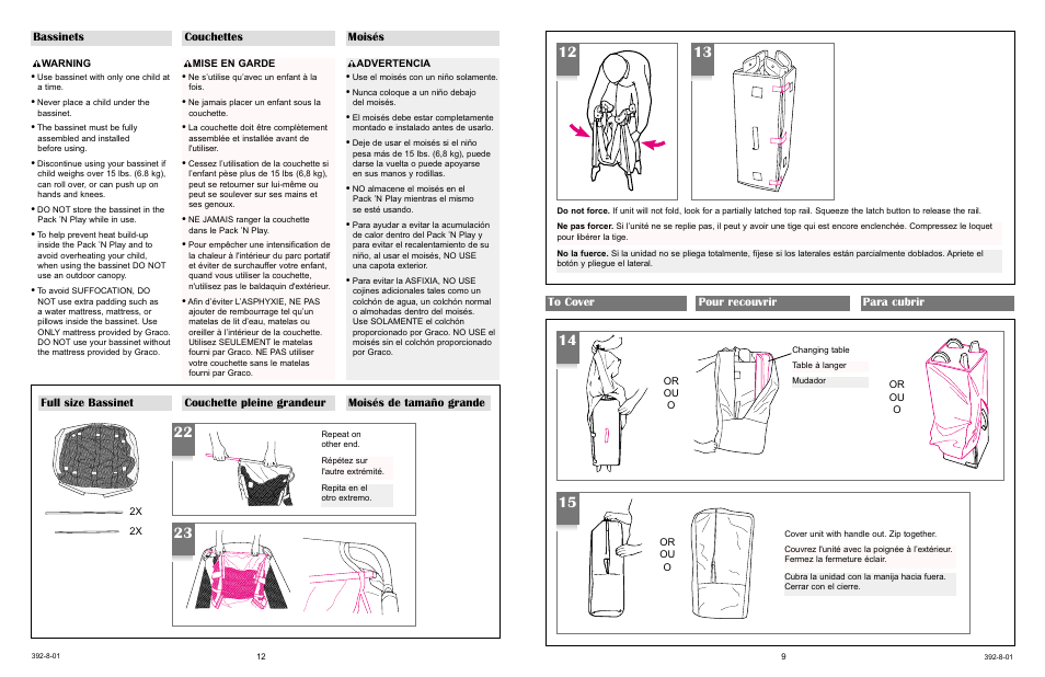 Bassinets couchettes moisés | Graco 9500 User Manual | Page 12 / 19