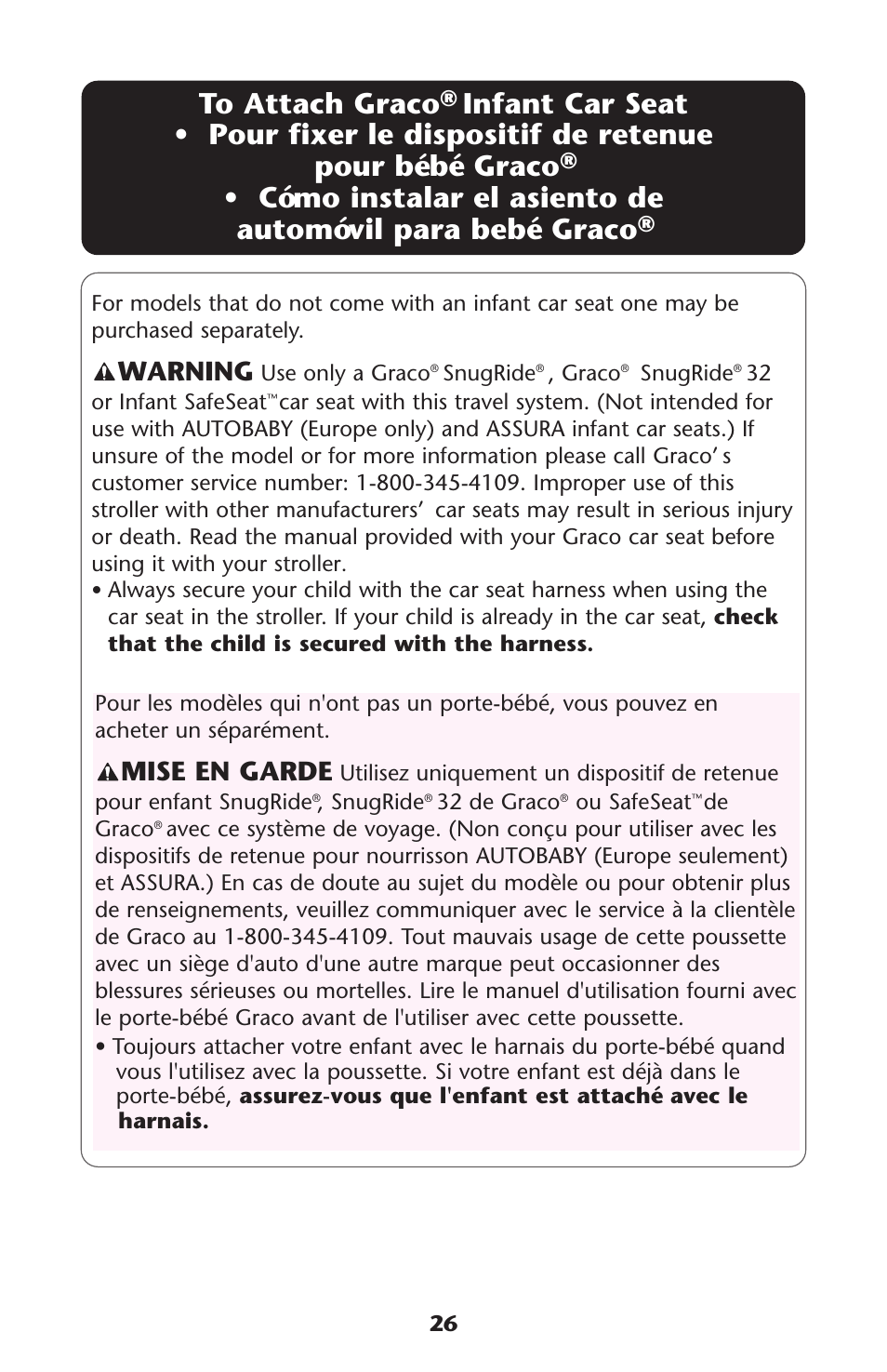 Mise en garde, Warning | Graco ISPA338AA User Manual | Page 26 / 32