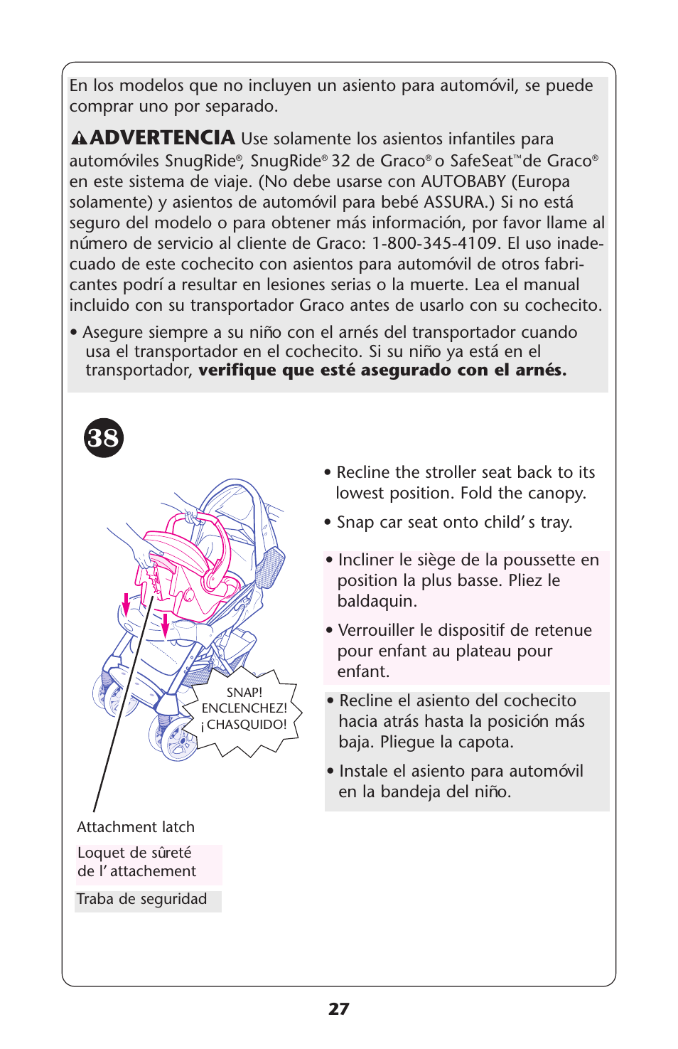 Advertencia | Graco ISPA338AA User Manual | Page 27 / 32