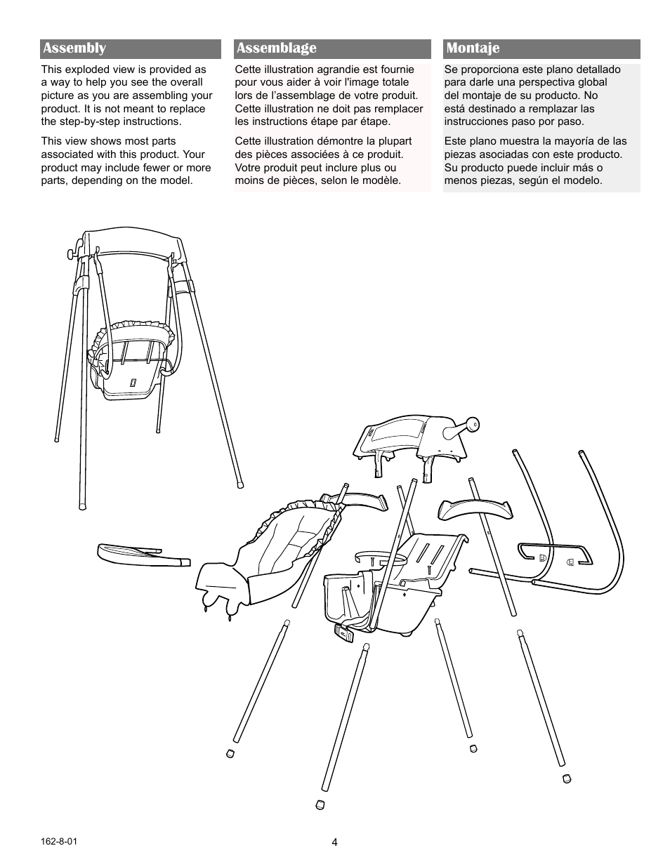 Assembly, Assemblage montaje | Graco WING 11432WWD User Manual | Page 4 / 13