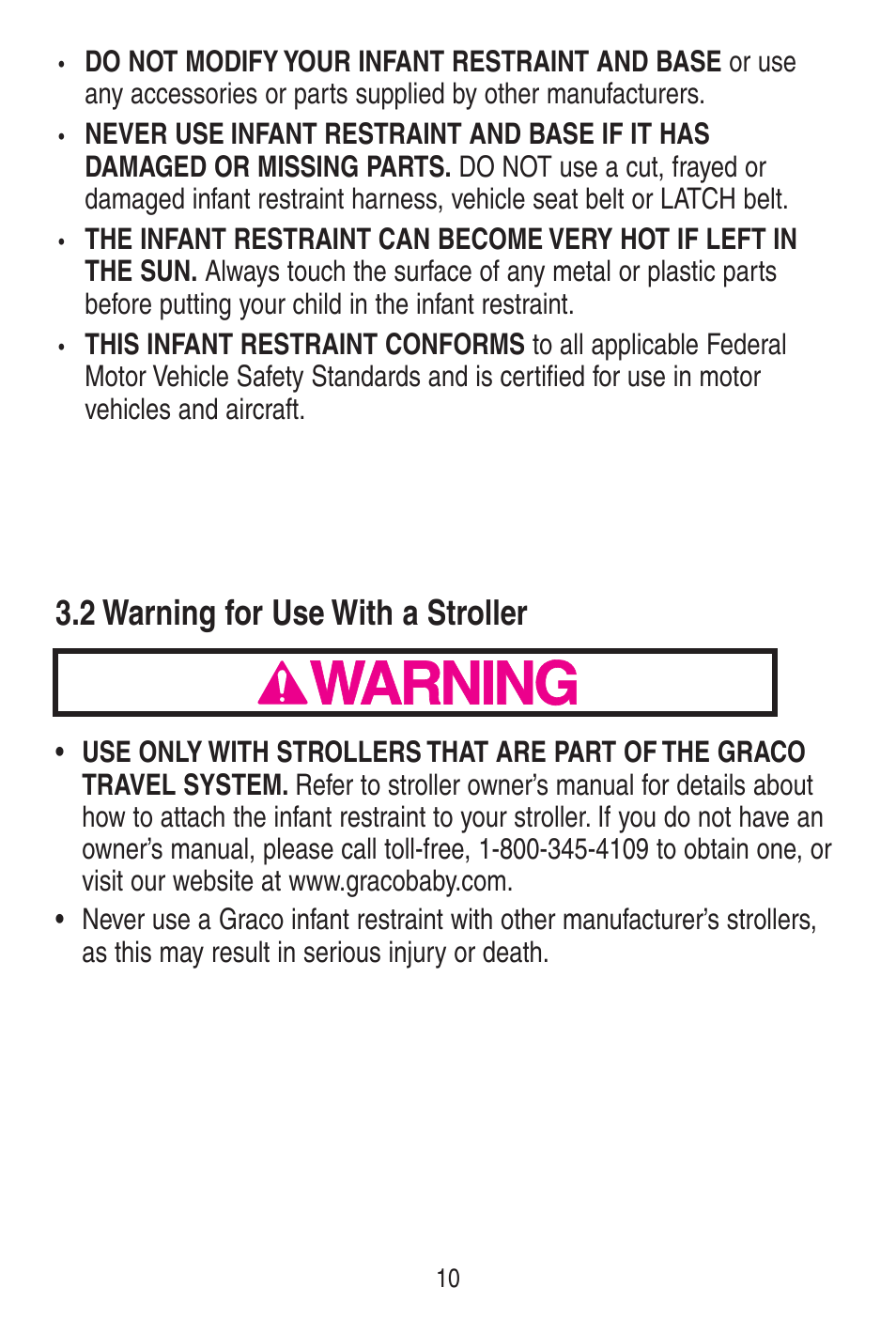 Awarning | Graco SnugRide 1778253 User Manual | Page 10 / 96