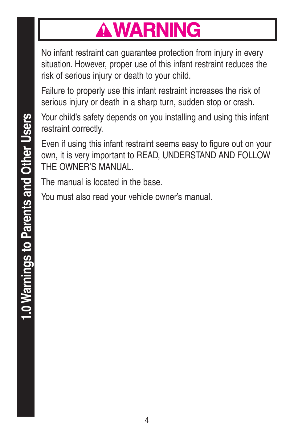 Awarning | Graco SnugRide 1778253 User Manual | Page 4 / 96