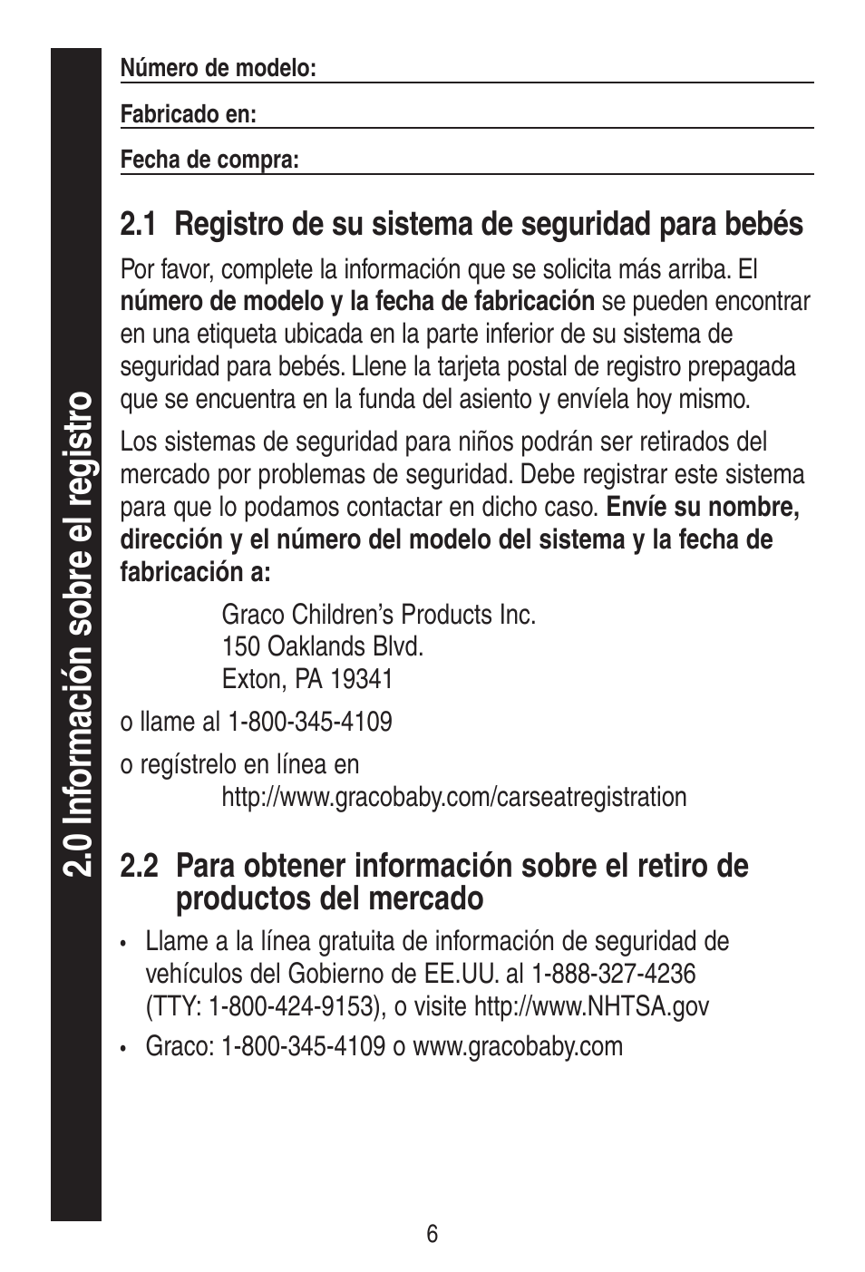 1 registro de su sistema de seguridad para bebés | Graco SnugRide 1778253 User Manual | Page 54 / 96