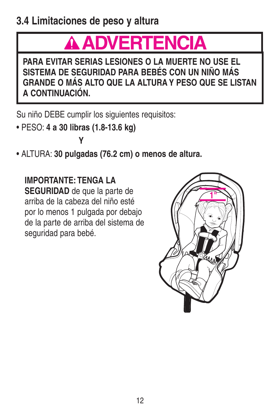 A advertencia | Graco SnugRide 1778253 User Manual | Page 60 / 96