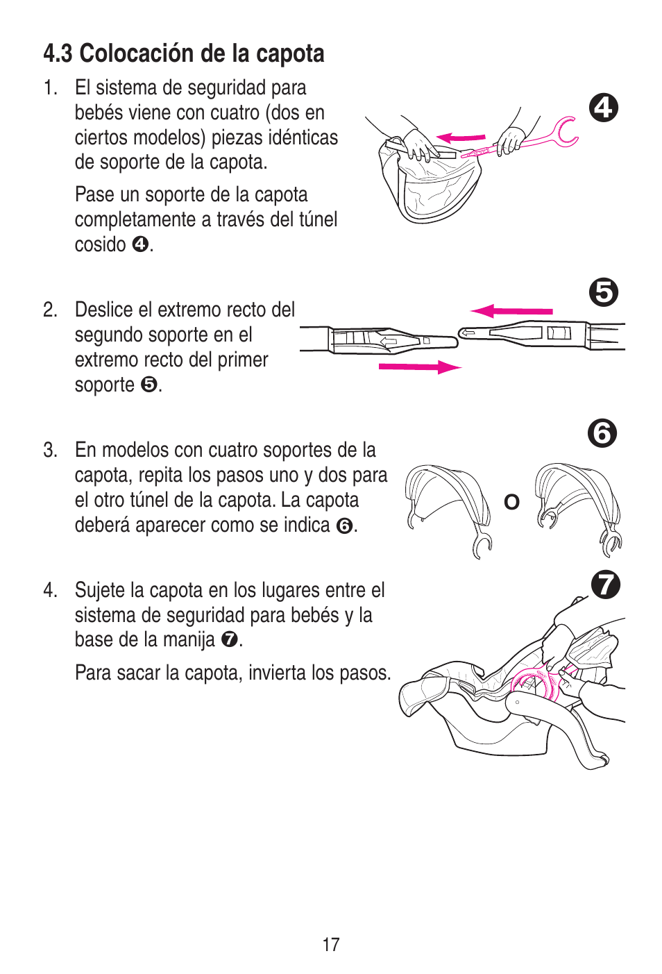 3 colocación de la capota | Graco SnugRide 1778253 User Manual | Page 65 / 96
