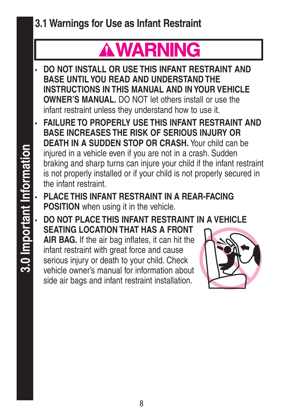 Awarning | Graco SnugRide 1778253 User Manual | Page 8 / 96
