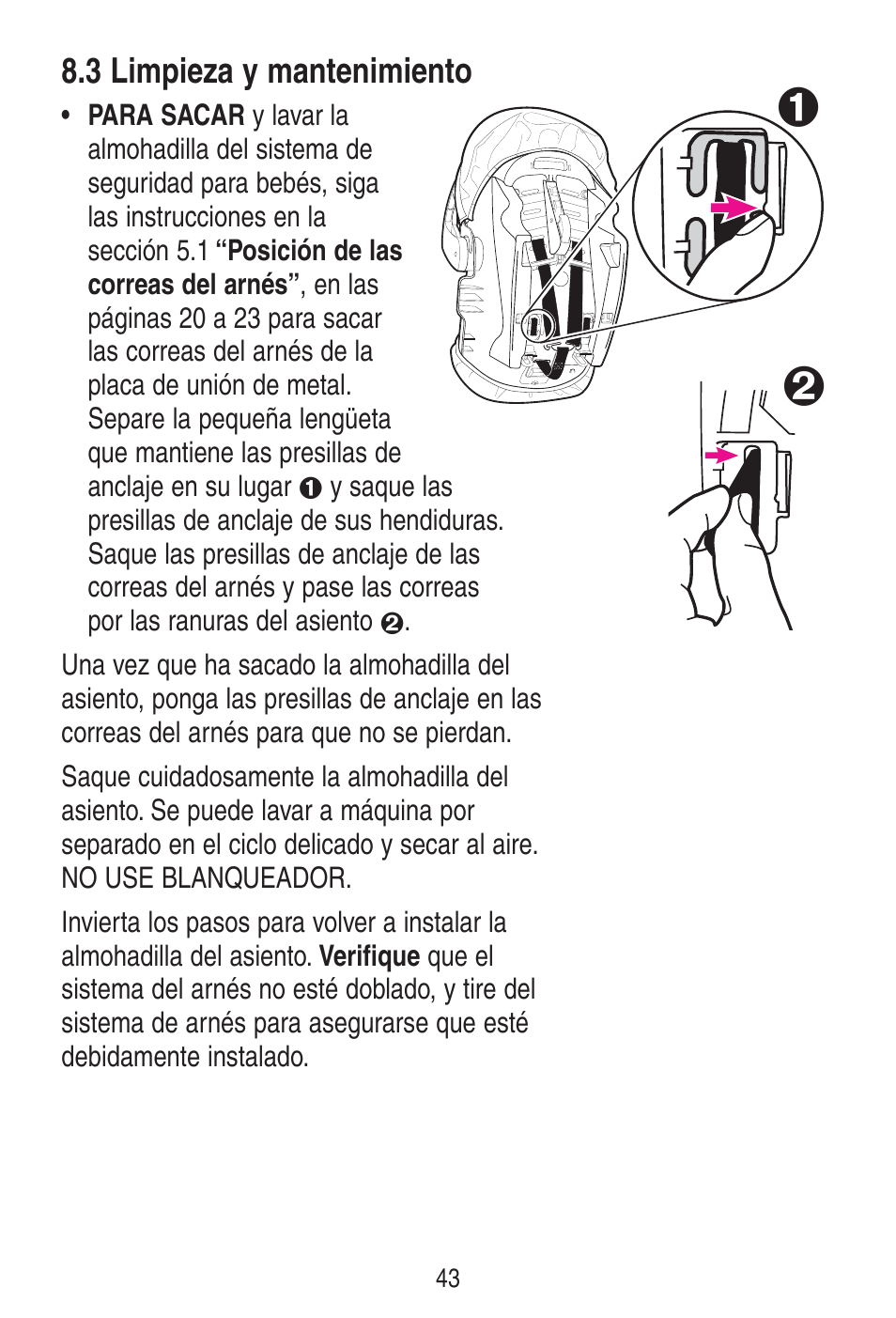3 limpieza y mantenimiento | Graco SnugRide 1778253 User Manual | Page 91 / 96