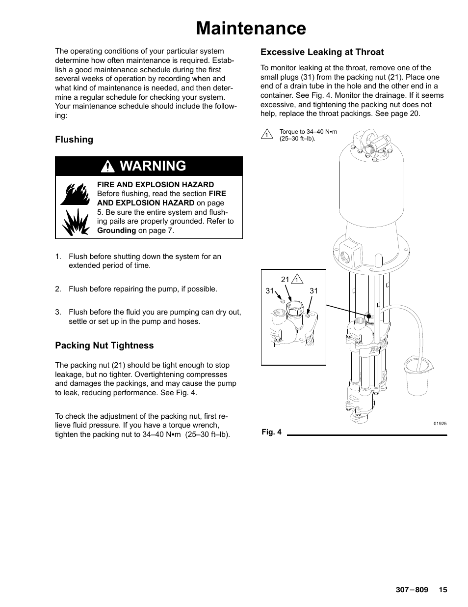 Maintenance, Warning | Graco HIGH-FLO 220-569 User Manual | Page 15 / 48