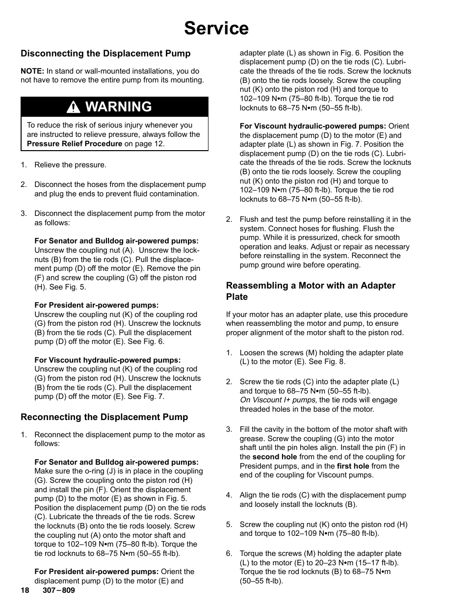 Service, Warning | Graco HIGH-FLO 220-569 User Manual | Page 18 / 48