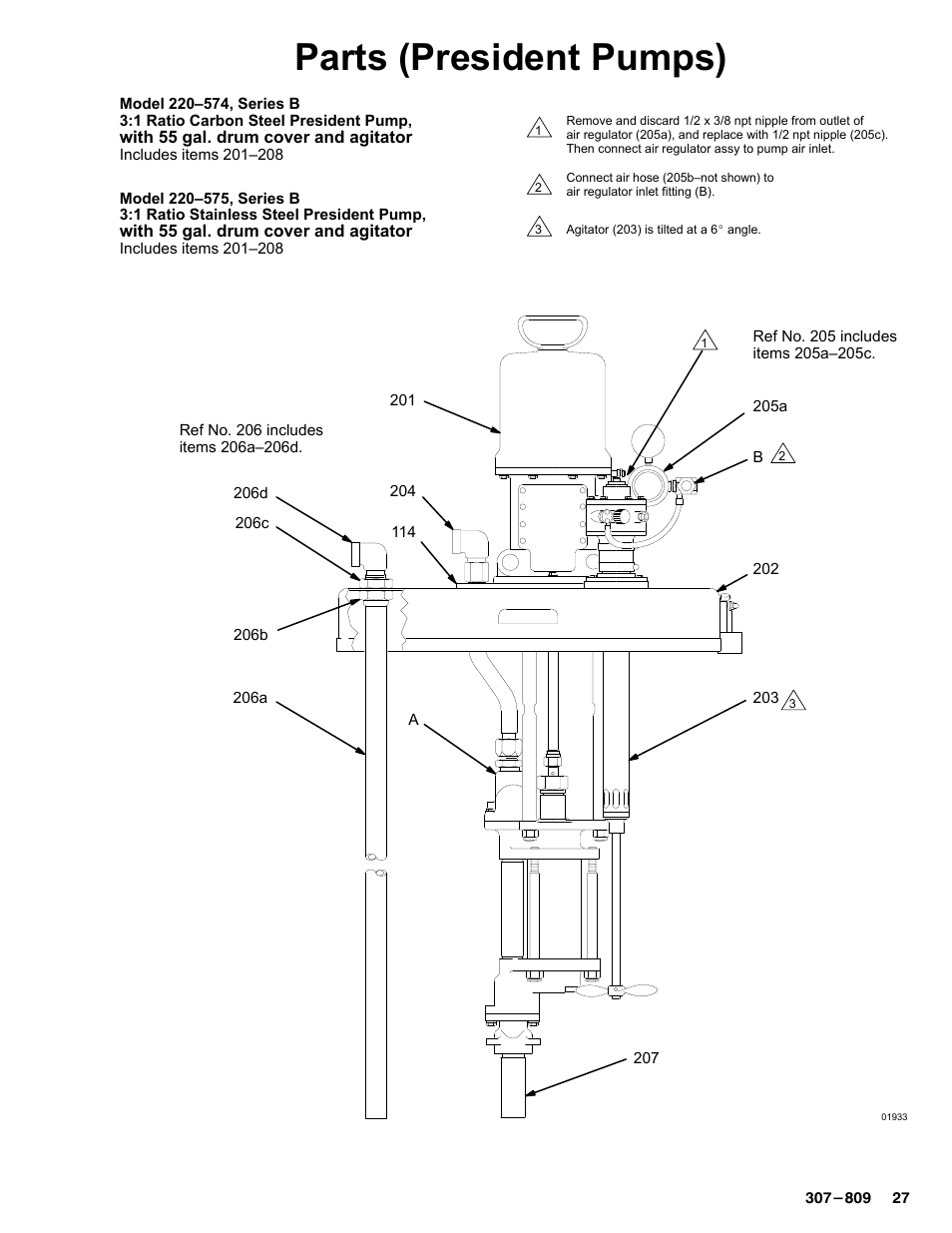 Parts (president pumps) | Graco HIGH-FLO 220-569 User Manual | Page 27 / 48