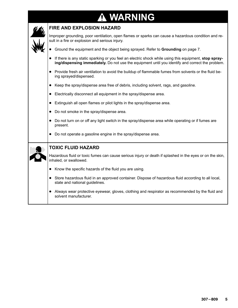Warning | Graco HIGH-FLO 220-569 User Manual | Page 5 / 48