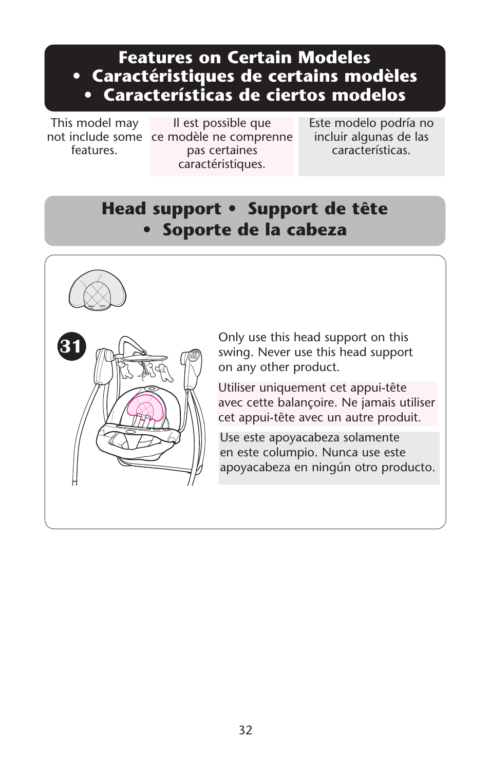 Graco Lovin' Hug Swing User Manual | Page 32 / 40