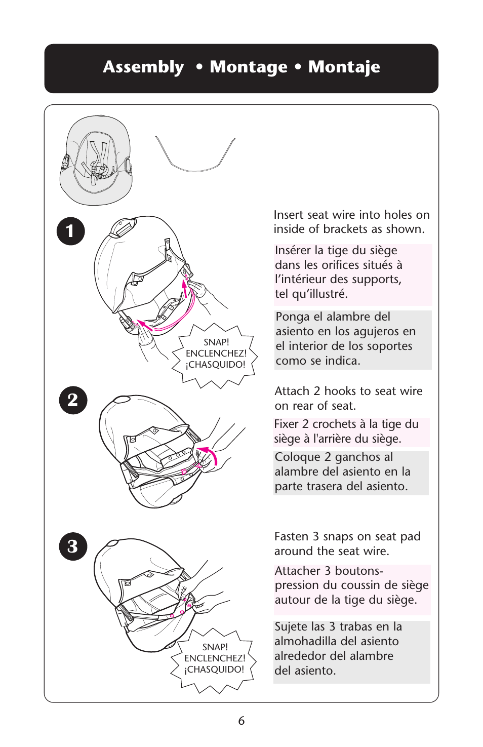 Assembly • montage • montaje | Graco Lovin' Hug Swing User Manual | Page 6 / 40
