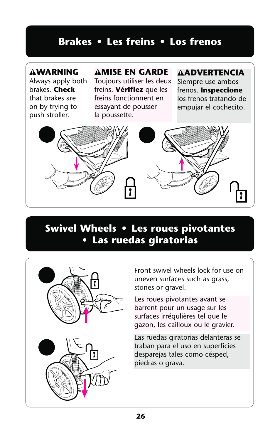 Rakes, 3wivel s | Graco Alano Flip It 1761726 User Manual | Page 26 / 120